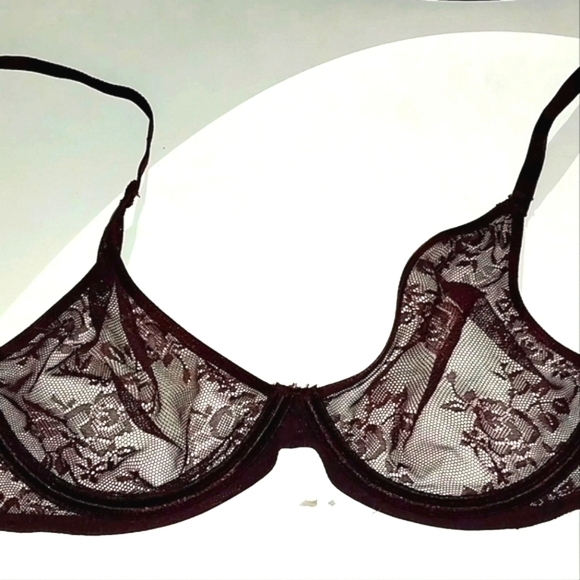 Victoria's Secret Burgundy Lace Bra. Sheer Lace 30C - Picture 1 of 3